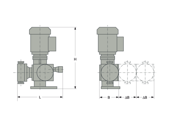 Assembly dimensions LEWA ecodos